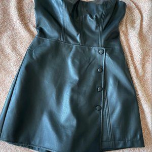 Black Pleather Skort Romper